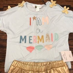 New with tags Size 3 metallic gold shirt set